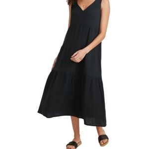 Marine Layer Gauze Maxi Dress Sz L Black